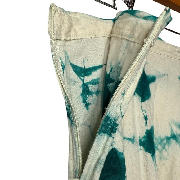 Green Habit Boho Full A Line Cotton Green Oatmeal Art to Wear Midi Skirt US 6 - Picture 7 of 15